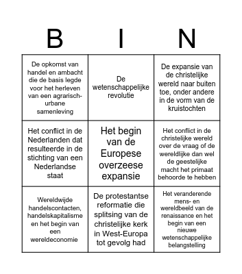 KA's Tijdvak 4-5-6 BINGO Card