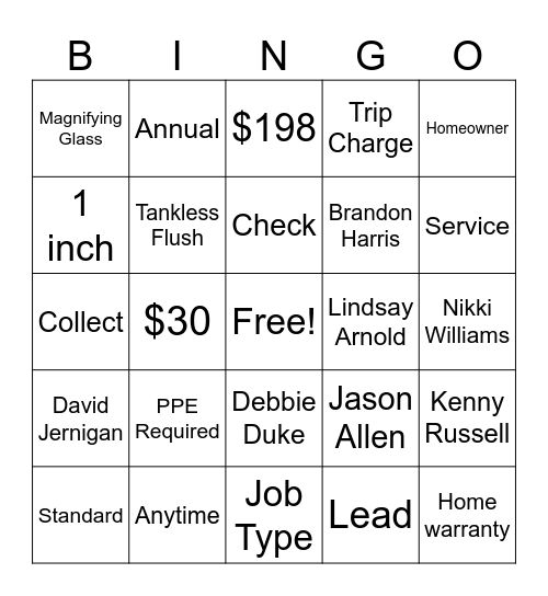 Contacts Oklahoma Bingo Card