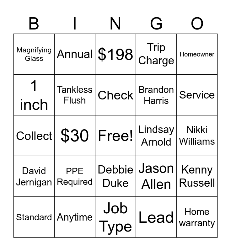 Contacts Oklahoma Bingo Card