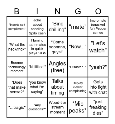 Spilo Bingo Card