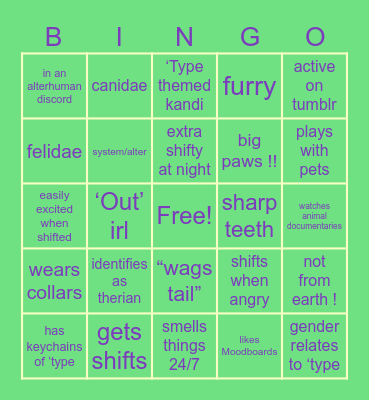 Alterhuman Bingo ! Bingo Card