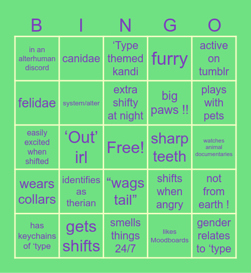 Alterhuman Bingo ! Bingo Card