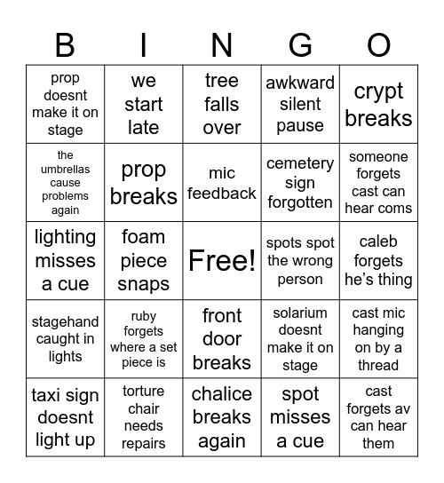 what could go wrong? Bingo Card