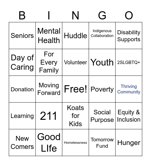 United Way Bingo Card