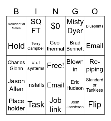 Residential Sales Bingo Card