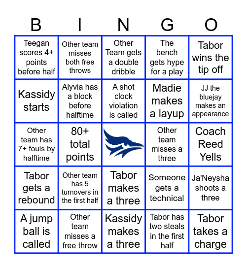 WBB Tabor Classic Bingo Card