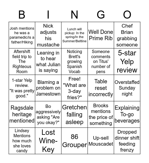 The Mercury Bingo Card