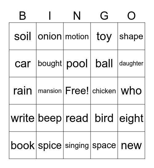 Hunks and Chunks BINGO Card