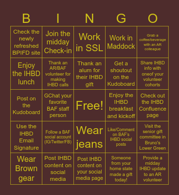 I Heart Brown Day 2023! Bingo Card