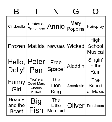 Broadway Bingo Card