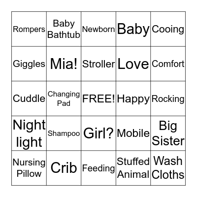 Charlotte's Baby Shower! Bingo Card