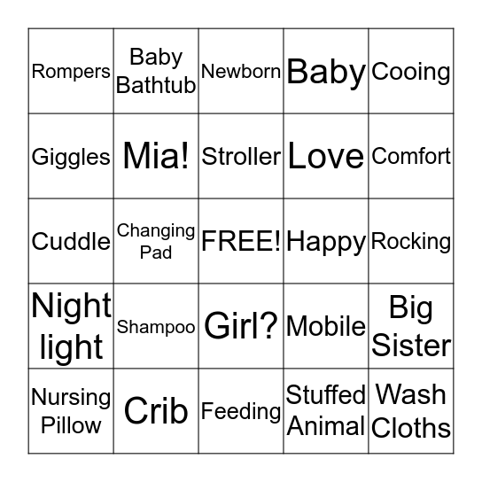 Charlotte's Baby Shower! Bingo Card