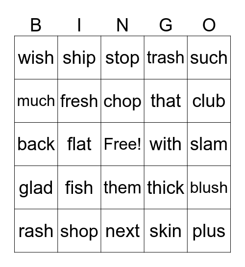 Vowel Sounds Bingo Card