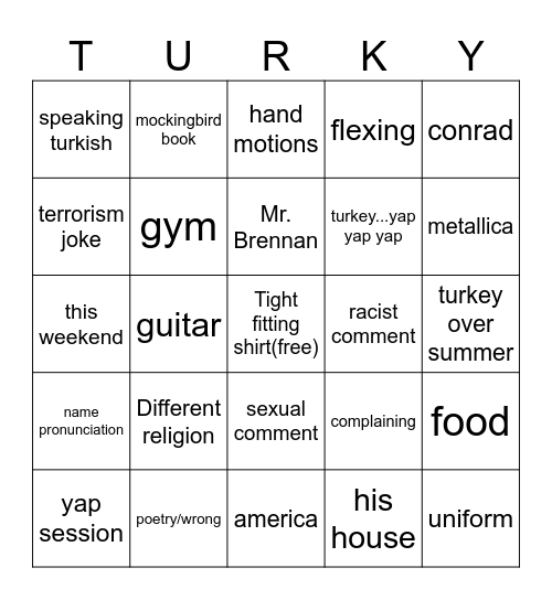 Mert Can Bozdagan Bingo Card