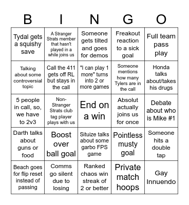 Stranger Strats Bingo Card