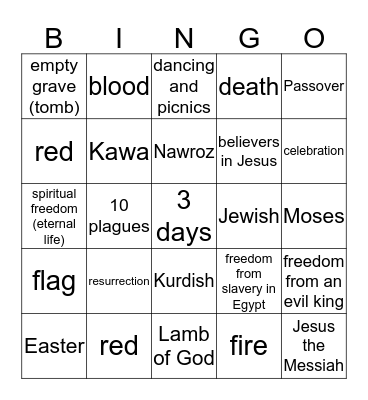 Spring Holidays Bingo Card