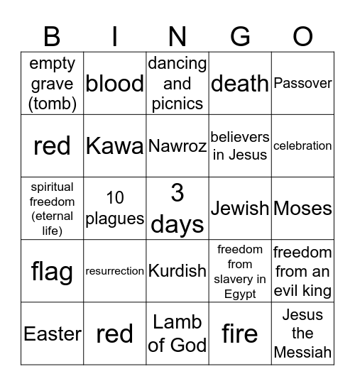 Spring Holidays Bingo Card