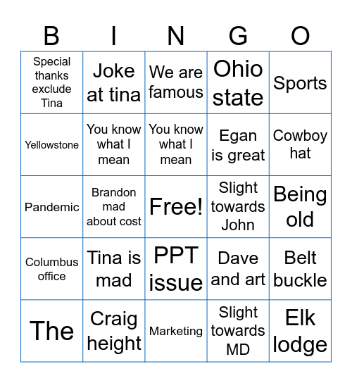 Jay speech Bingo Card