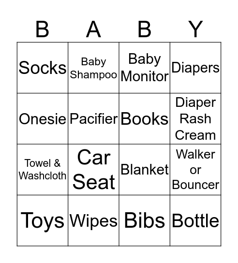 Didi's Babyshower Bingo Card