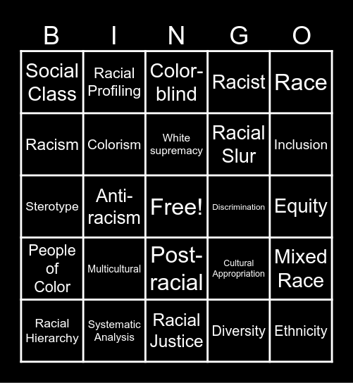 Black Student Union Bingo Card