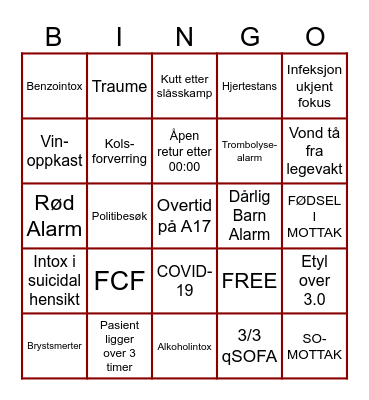 AKUTTMOTTAK HELGENATT BINGO Card