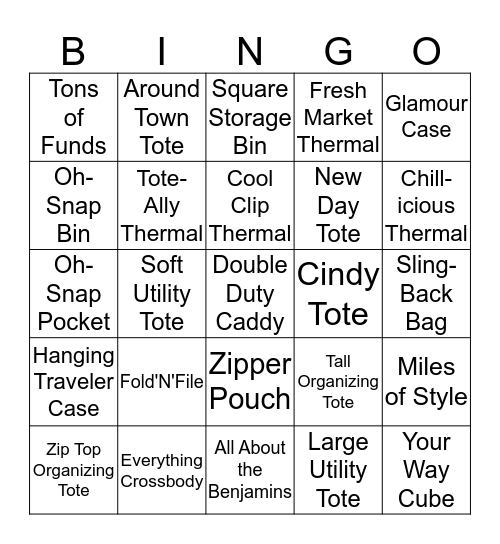 Thirty-One Style Bingo! Bingo Card