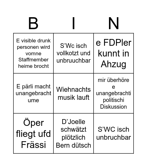 JUSE PARTY BINGO Card