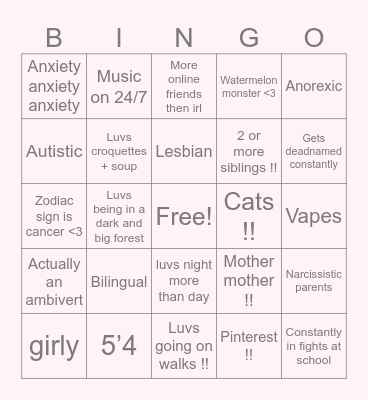 ETHELS BINGO!! Bingo Card