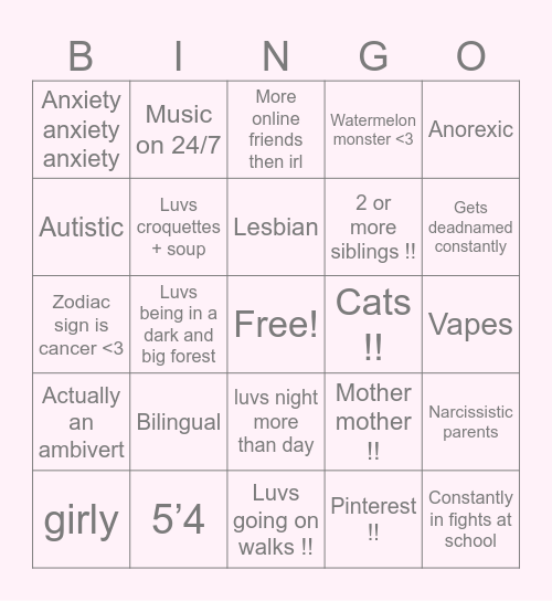 ETHELS BINGO!! Bingo Card