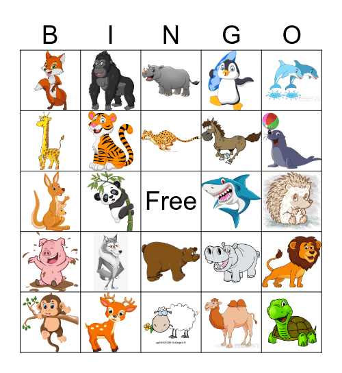 Zoo Animal Bingo Card