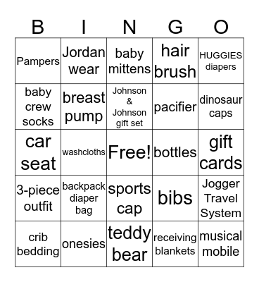 Baby Tommie's BINGO Card
