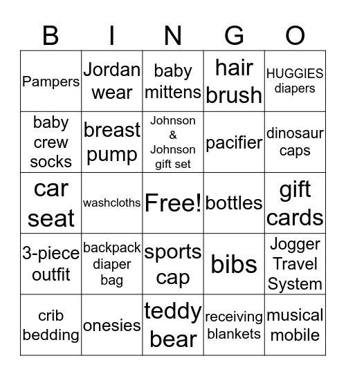 Baby Tommie's BINGO Card