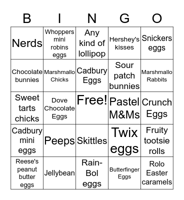 Easter Bingo Card