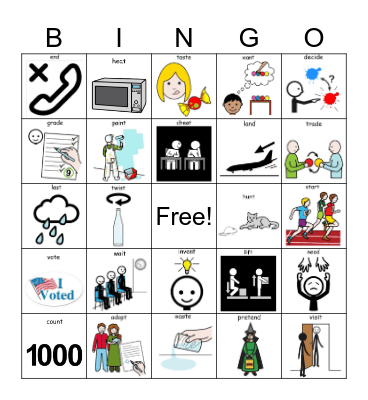 Past Tense Verbs Bingo Card
