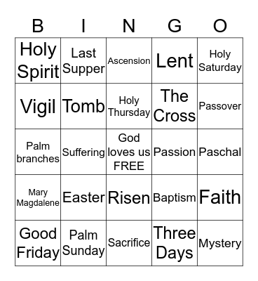 Easter Bingo Card