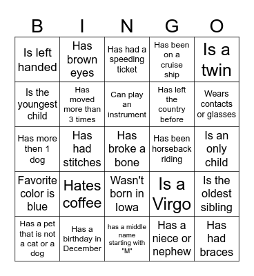 Find Someone Who... Bingo Card