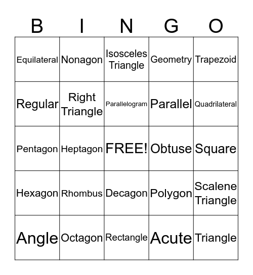 Polygon Bingo Card