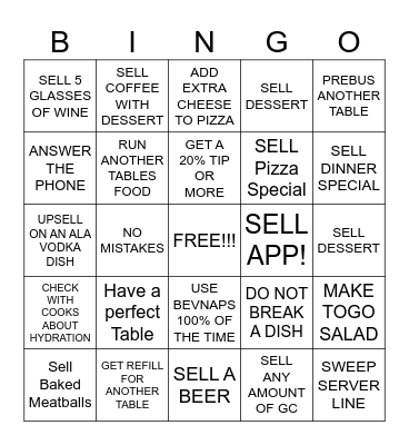 SERVER BINGO Card