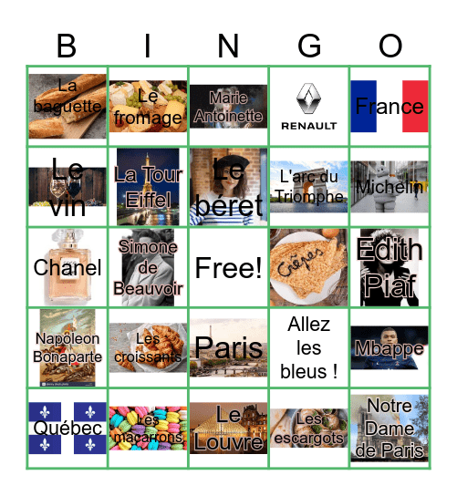 La France Bingo Card