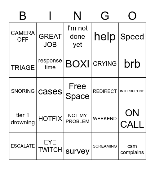 HYPERSUPPORT Bingo Card