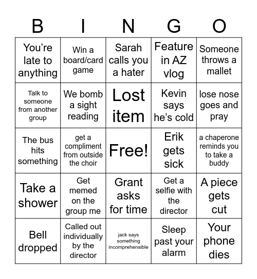 Bell Trip BINGO!! Bingo Card