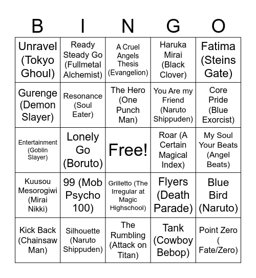 Untitled Bingo Card