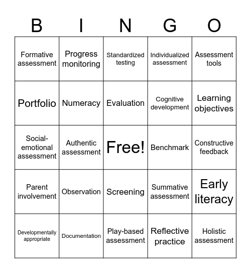 Assessment Bingo! Bingo Card