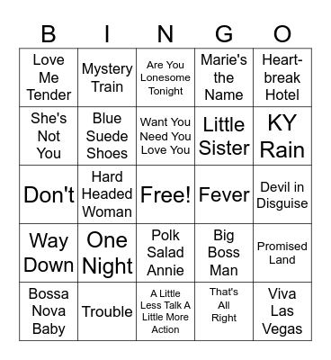 Elvis... New Bingo Card