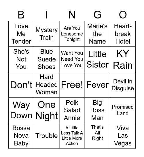 Elvis... New Bingo Card