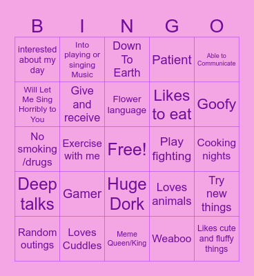Are You My Type?? Bingo Card