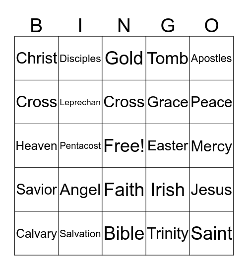 OUR POT OF GOLD IS FILLED WITH GRACE Bingo Card