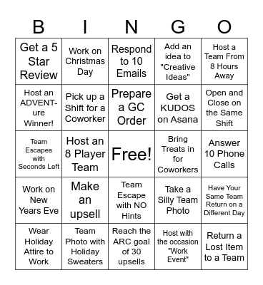 Employee Bingo Card