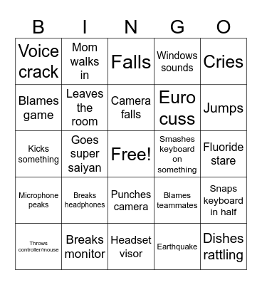 Martuss Gamer Rage Bingo Card