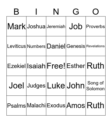 Bible Bingo Card